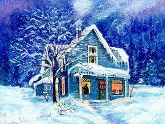 Animated Winter Snow House Wallpaper