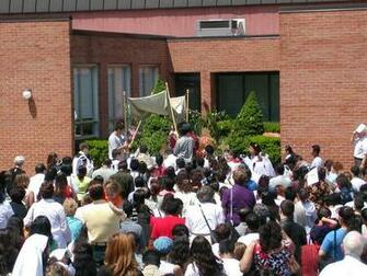 The People Kneel To Pray At Second Way Altar As Sacrament Is
