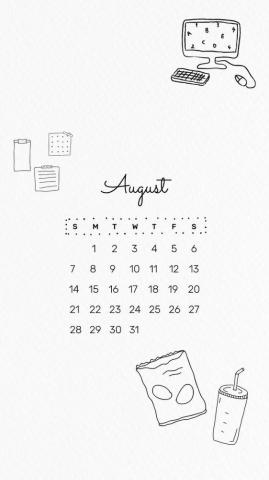 August Calendar Template iPhone Vector