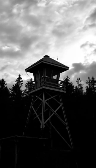 Black And White Fire Watch Tower Wallpaper