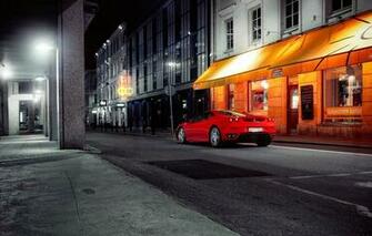 Wallpaper The City Street Evening Ferrari Red
