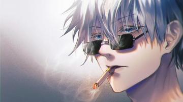 Jujutsu Kaisen Satoru Gojo Smoking Sunglasses HD 4k Wallpaper