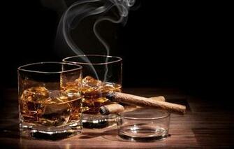 Wallpaper Glass Of Whiskey Ice Cigar A