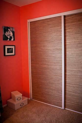 Grasscloth Wallpaper To Update Mirrored Closet Doors Decor