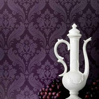 Vintage Flock Purple Wallpaper By Graham And Brown