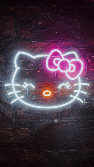 Hello Kitty Neon Light Sign Background 4k Wallpaper iPhone HD