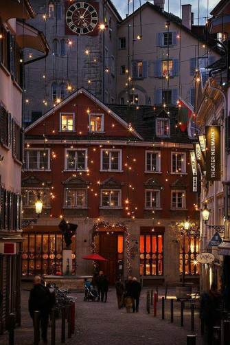 Zurich Switzerland Beautiful Places Christmas Lights Architecture