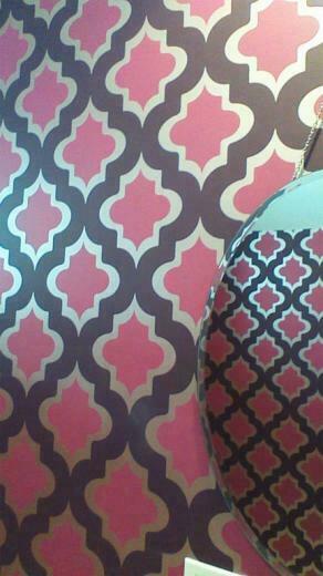 Trellis Wallpaper Contemporary Lattice Pink Black Chocolate Brown