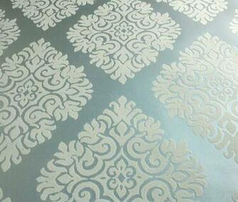 Plush Flocked Wallpaper French Garden Damask Pewter White Velvet