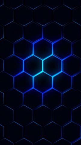 Blue Glow Black Geometric Wallpaper And