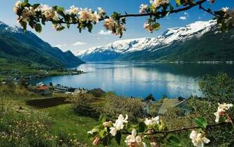 Mountain Lake In The Spring Wallpaper Desktop