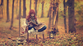 Redhead Reading Books Wallpaper HD