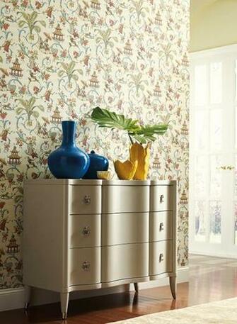 Waverly Mandarin Prose Toile Wallpaper 18wc