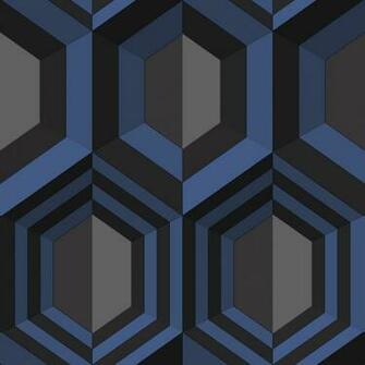 Geometric Bold Trendy Modern Blue Feature Wallpaper J40701