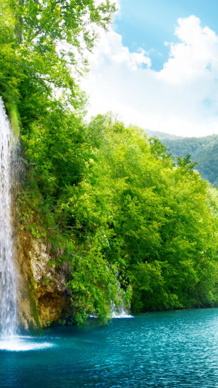 Wallpaper Lake 4k HD Sea Water Waterfall Rocks