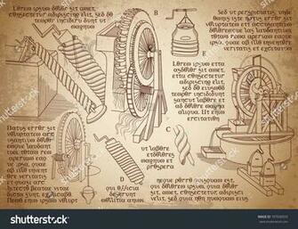 Leonardo Da Vinci Sketches Invention Vintage