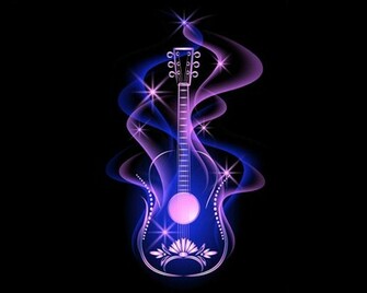 Cool Puple Glowing Guitar Wallpaper HD