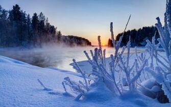 Beautiful Winter Sunset Scenery HD Wallpaper