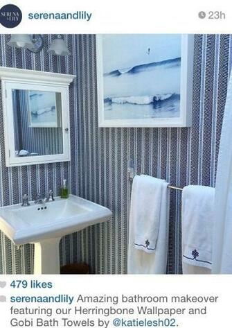 Serena And Lily Wallpaper In A Bathroom Lilies