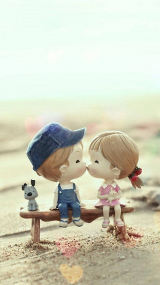 Cute Couple Cartoon Wallpaper