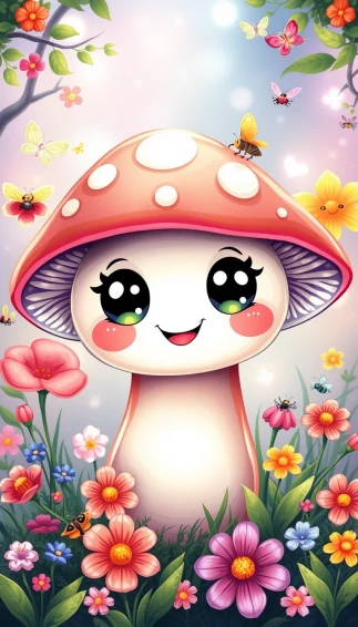 Kawaii Mushroom Wallpaper