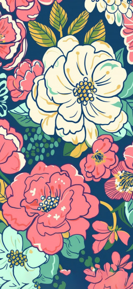 Preppy White Pink Flowers Wallpaper Flower