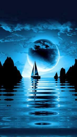 Night Sea Landscape Wallpaper iPhone