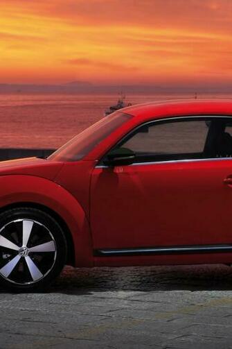 Wallpaper Volkswagen Fusca Red Side