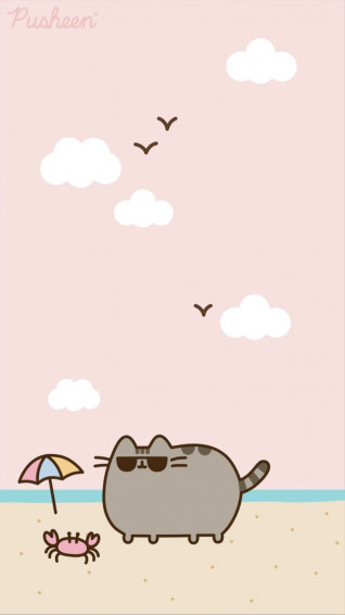 Pusheen Cat iPhone Wallpaper Summer Cute