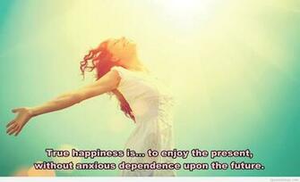 Sunset Women Happiness Quote Wallpaper
