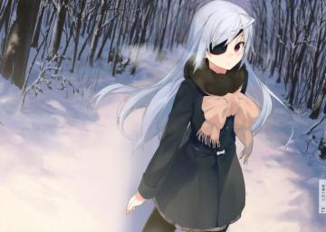 Wallpaper White Hair Eyepatch Long Infinite Stratos Scarf
