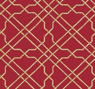 Features Of Wallpaper Designer Asian Bamboo Lattice Trellis On Red