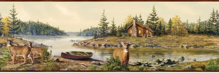 Deer Wallpaper Border Grasscloth