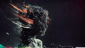 Shattered Glass Effect Women Digital Artwork Wallpaper