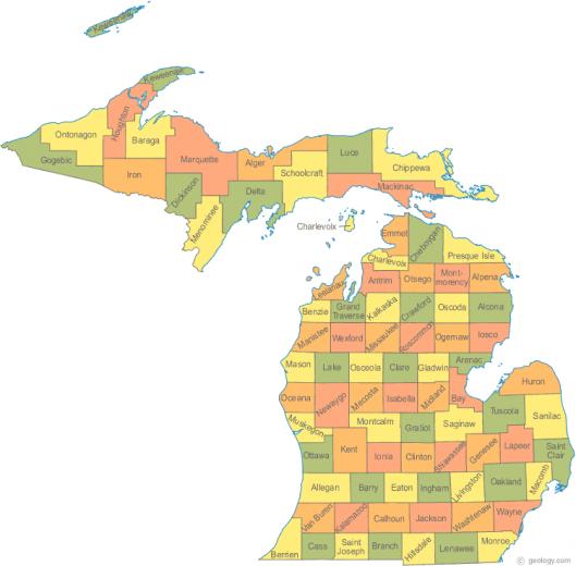 Michigan County Maps Topography With Township And