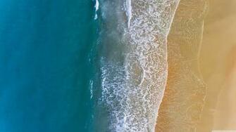 Sandy Beach Ocean Waves Aerial 4k HD Desktop Wallpaper For