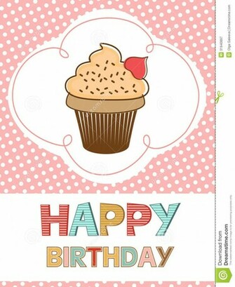 Cute Happy BirtHDay Card Cream Cupcake Wallpaper With
