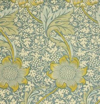 Fabric A Large Scale Floral In Gold With Smaller Background