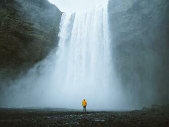 Waterfall Silhouette Man Water Clif Background Toppng