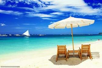 Wallpaper Chairs Beach Umbrella Boats Desktop