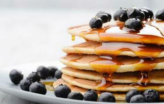 Wallpaper Berries Food Blueberries Honey Pancakes