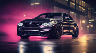 Bmw M4 Sporty Silhouette Neon Reflections Urban Night