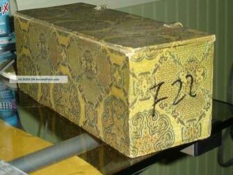 Rare Antique Vintage Chinese Wallpaper Dresser Box C Bone