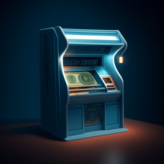 Known Bison410 Machine Money Box Atm Top Up Blue And White