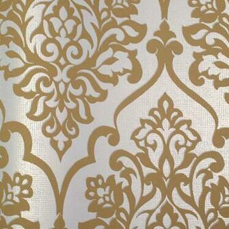Mood Living Nino Gold And White Damask Wallpaper