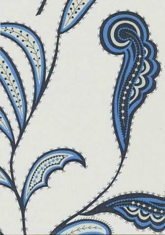 Cactus Paisley Wallpaper Contemporary In Blue Black And Grey