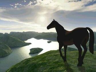Archive Horse Digital River Background Wallpaper