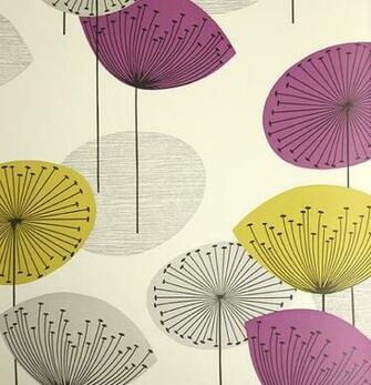 Dandelion Clocks Wallpaper In Silver Gold And Mauve