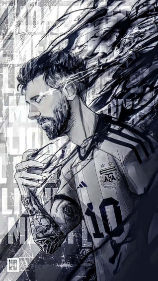 Messi iPhone Cool Monochrome Artwork Wallpaper