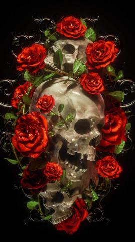 Rose Skull iPhone Wallpaper